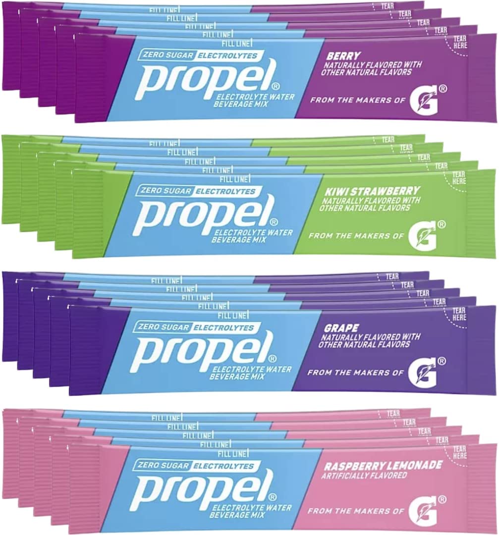 Gsuila Propel Powder Packets, 4 Flavor Variety Pack with Electrolytes, Vitamins and No Sugar 20 - Pack - Image 1